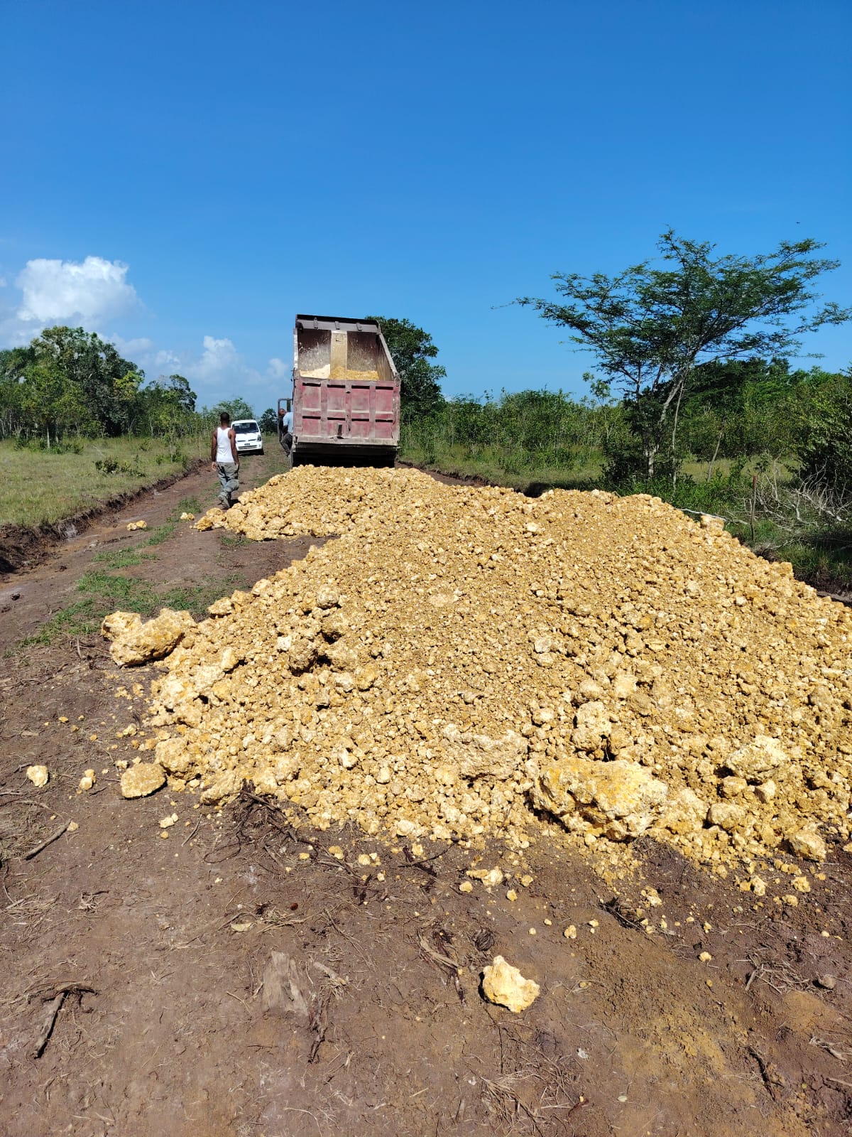 Camión descargando material